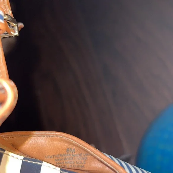 Gianni Bini navy blue white striped tan brown high heel sandals women’s shoes 8 - Picture 7 of 7